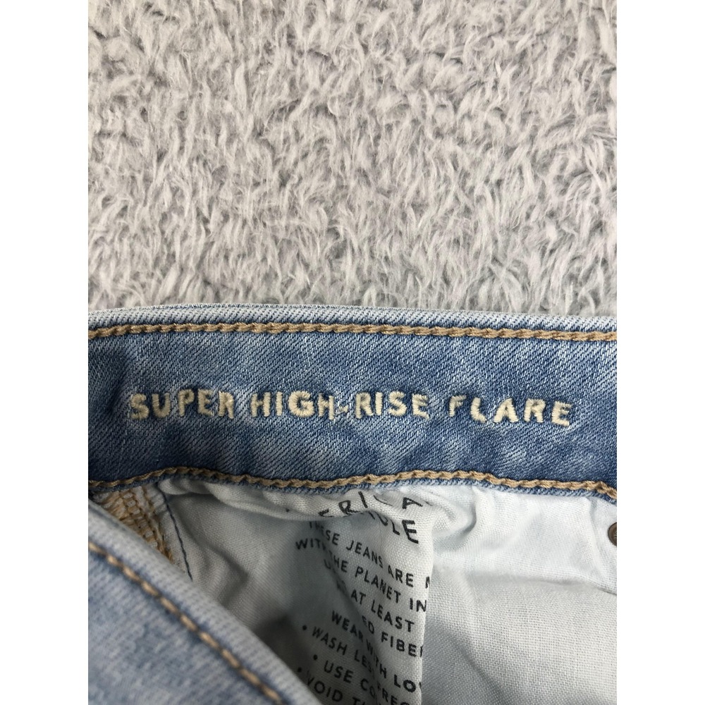American Eagle Jeans Womens 8 (28x31) Super High Rise Flare Distressed - Picture 4 of 10